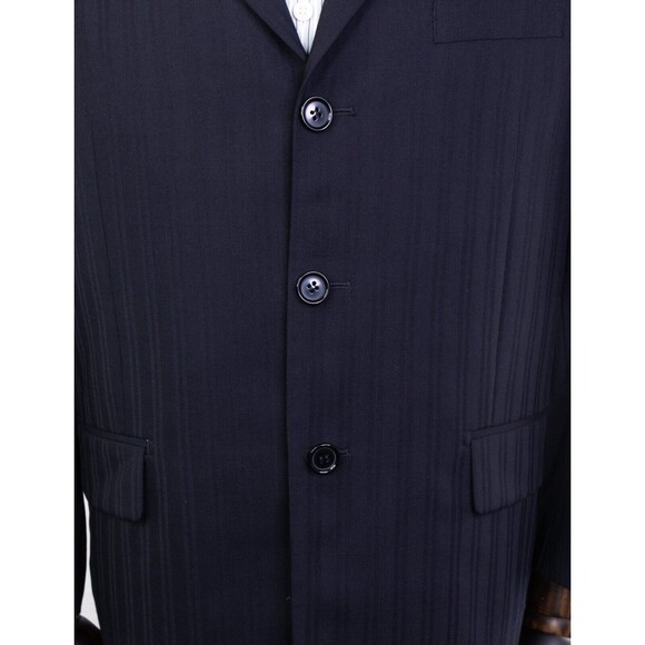 Mantoni Super 140s Mens 40s Wool Blue Striped Blazer Jacket 3 button EUC - Picture 7 of 13